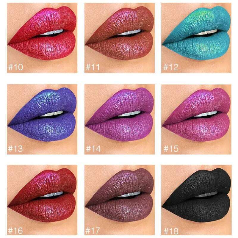 Pudaier 18 Color Matte Glitter Liquid Lipstick Set Diamond Shiny Gloss Waterproof Pearl Lipgloss Women Lip Tint Cosmetic New Z260310