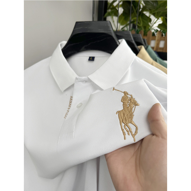 Luxury Brand Designer Clothes Turn-Down Collar Casual Solid Color Fashion Embroidery Imitation Cotton Summer Business New Men's Short Sleeve Polo