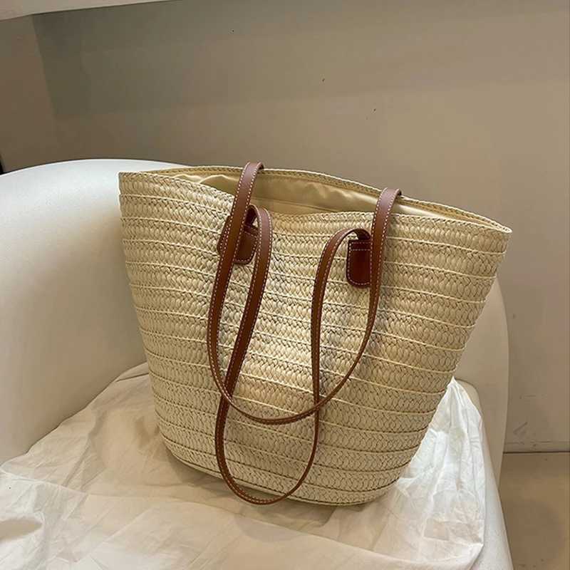 Women Braided Basket Clutches Top-handle Bag Large Straw Portable Shoulder Bag Summer Beach Purses Shopper Satchel Female H260310