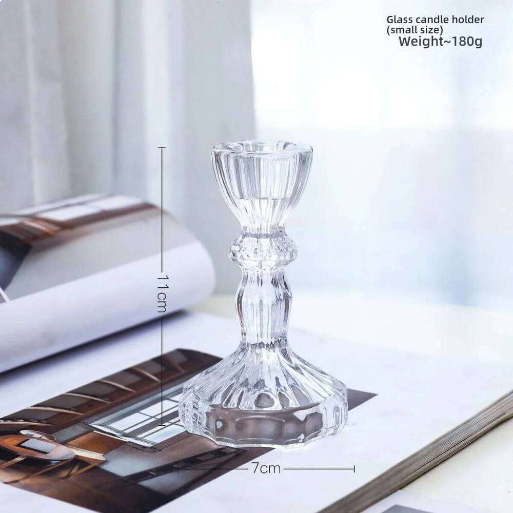 Glass Candle Wick Holder Clear Pillar Table Design Candlestick for Dining Decor H260310