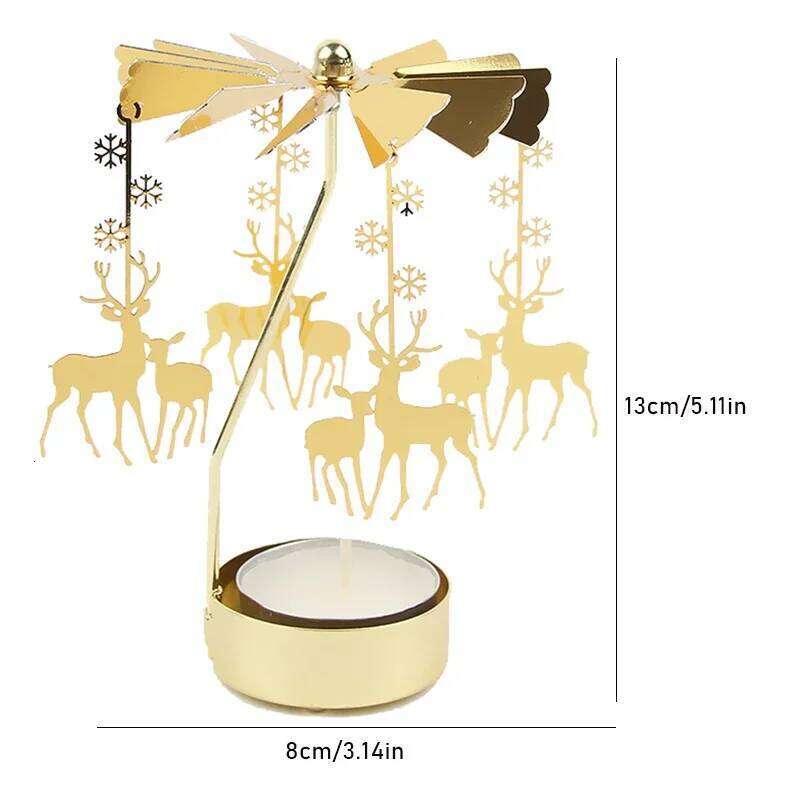 Carousel Holder Gold Metal Candlesticks Room Decor Cake Rotating Candle Stand Home Decoration For Valentine's Christmas H260310