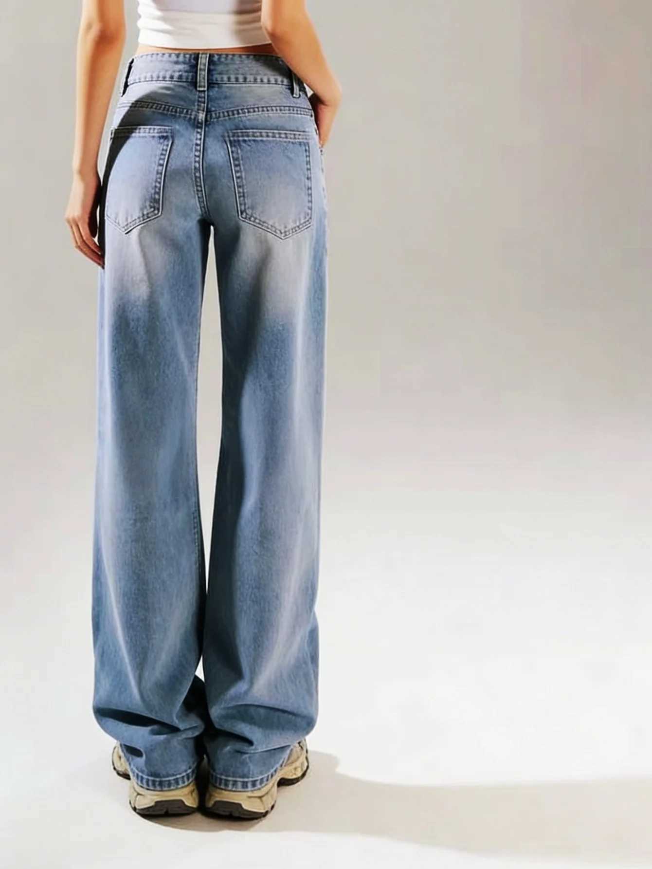 Jeans Drip Loose Blue Man Pants Original Y2K Clothes Unisex Basic Denim Jeans No accessories or belts included M260310