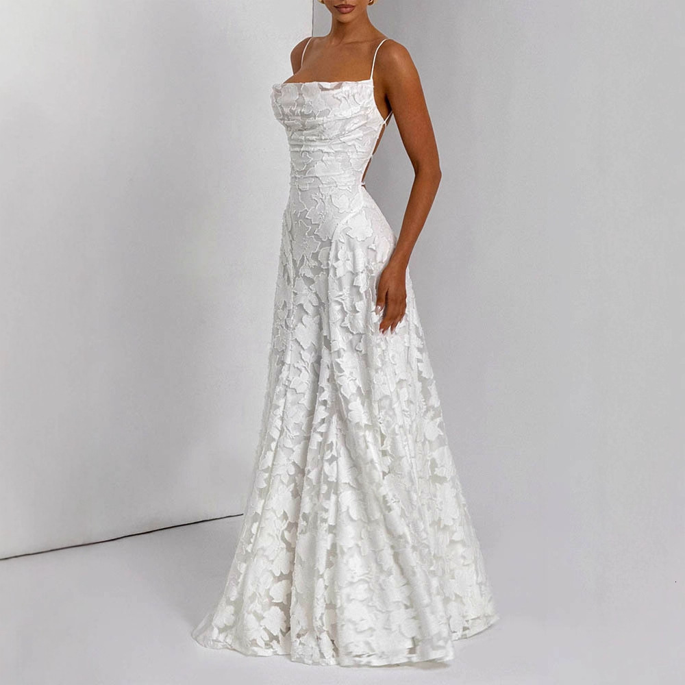 Articat Sexy Sleeveless Lace Patchwork Print Women Backless Party Evening Dress Trailing Long Skirt Flowing Vestido 250326