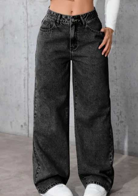 American Blue Washed High-Waisted Straight-Leg Jeans Women Loose Fashion Front Back Pockets Jeans Suitable Daily Casual Jean M260310