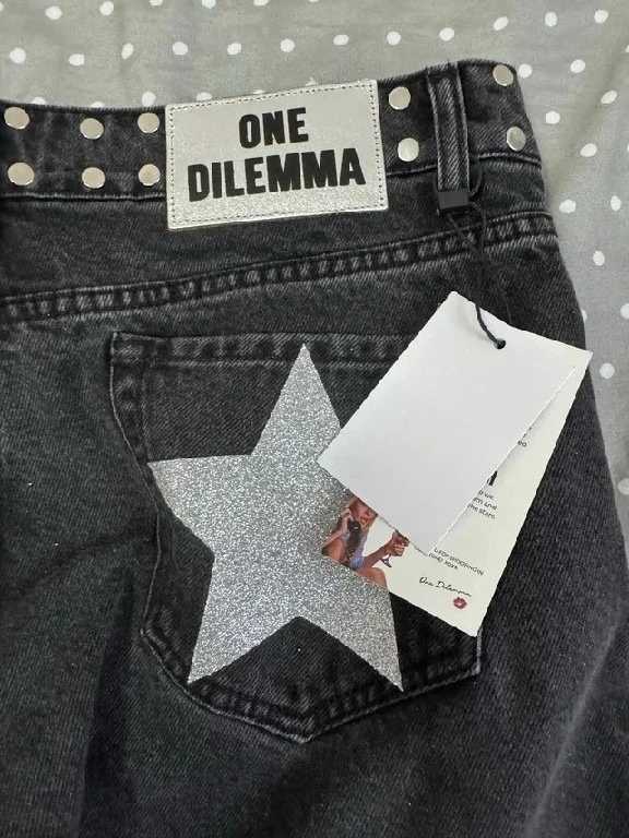 American ONE DILEMMA Jeans Y2K Womens Gothic Five Pointed Star Sequined Rivet Baggy Jeans Fashion Casual Mid Rise Slim TrousersT260310