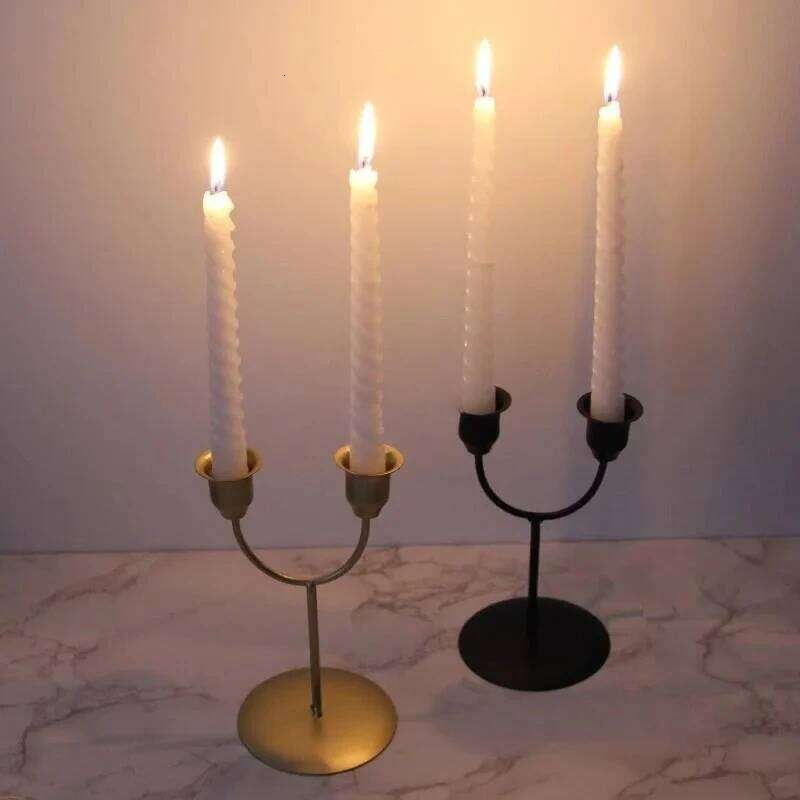 Simple Stand Metal Candlestick Christmas New Year Decoration Desktop Adornment Candle Holder Indoor Ornaments Candles Cup H260310