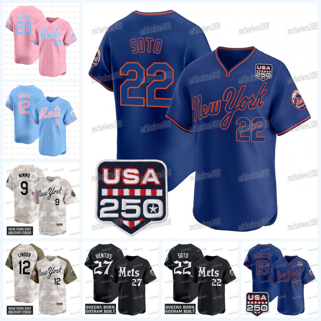 NewYork Mets 2026 Jersey Juan Soto Luis Robert Jr. Bo Bichette Francisco Alvarez Francisco Lindor Mark Vientos Pete Alonso Brandon Nimmo Brett Baty Luis Torrens Senga