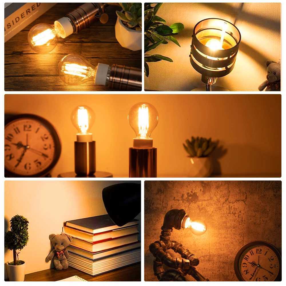 Amber G45 Led Bulb Light 4W 6W E14 220V Filament Lamp Mini Globe Warm White Vintage Dimmable Chandelier Indoor Decoration Home H260310
