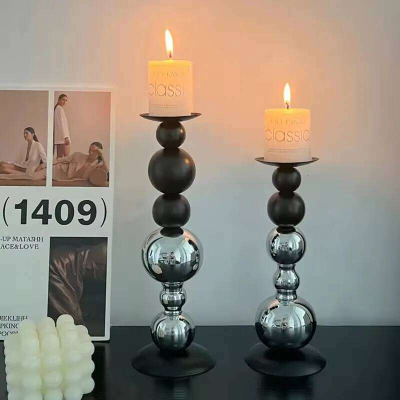 Metal Candle Holder Antique Wedding Bar Hotel Retro Atmosphere Candlestick Church Prayer Candlelight Desktop Home Decoration H260310