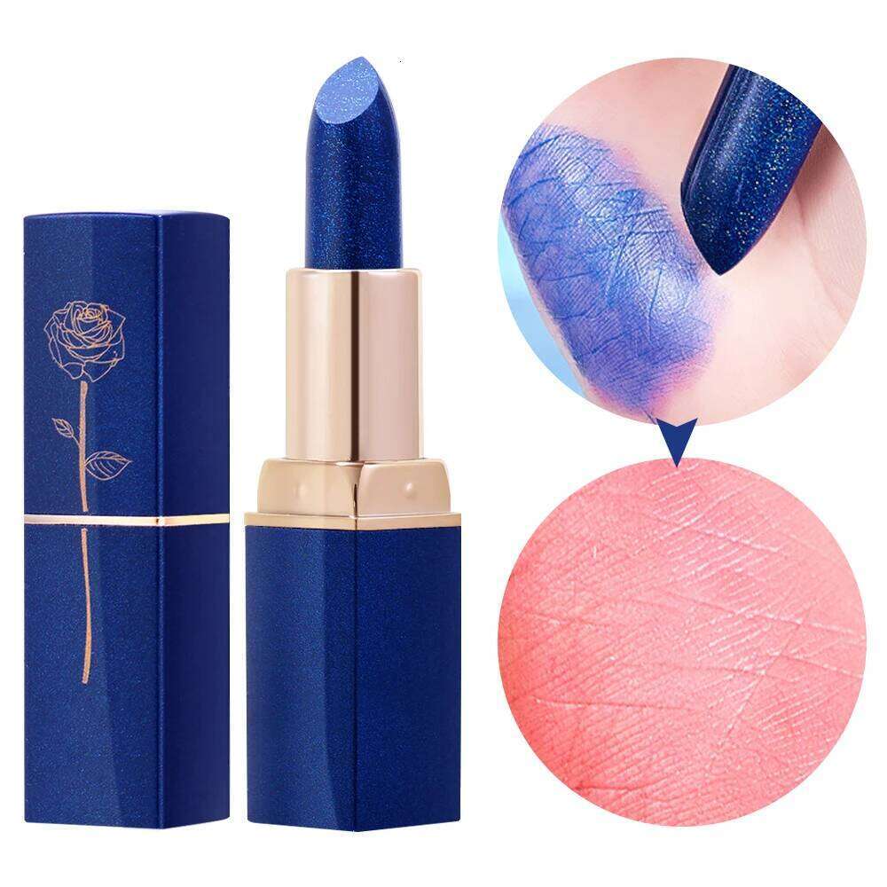1PCS Waterproof Blue Rose Temperature Color Changing Moisturizing Balm Female Makeup Sexy Lip Gloss Shiny Lipstick Z260310