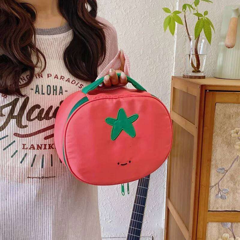 Tomato Makeup Bag Nylon Waterproof Portable Toiletry Pouch Unique Cute Design Cosmetic Organizer XJ260310
