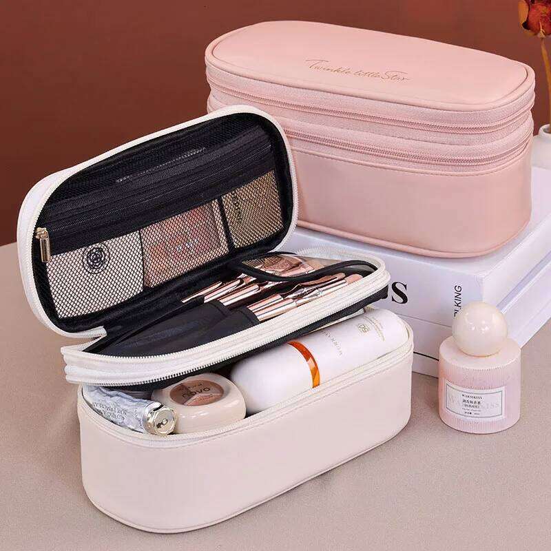Makeup Double Layer Large Capacity Luxury Cosmetics Organizer Travel Essentials Women's Cosmetic Bag XJ260310