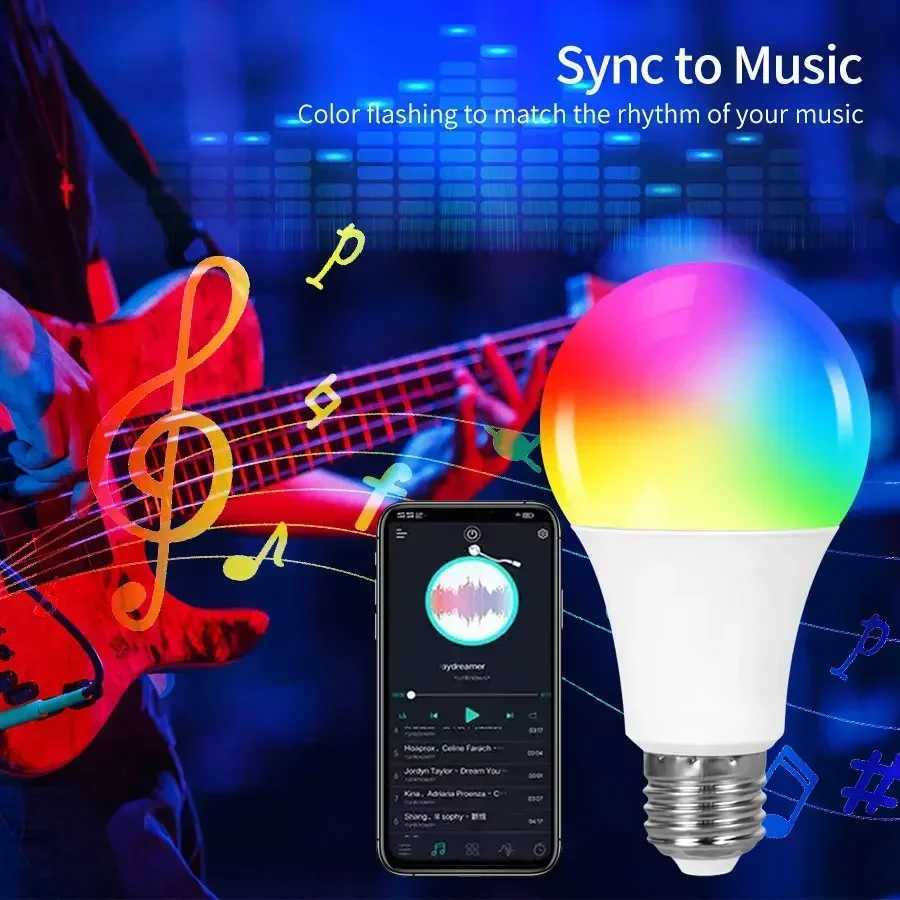 Bluetooth Smart LED Light Bulbs 220V 9W 15W 18W E27 BT Lamp Smart Life APP RF 24GHz Remote Group Control Bedroom Home Decor H260310