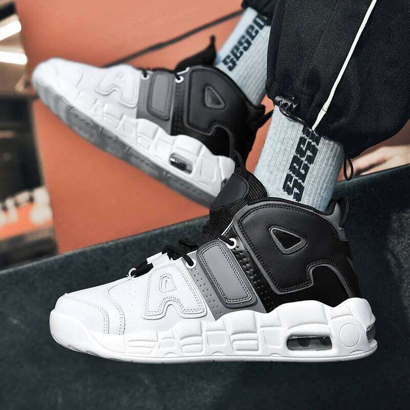 New Large-sized High-top Men's Lightweight and Anti-slip Air Cushioned Sports Running Shoes, Casual Basketball Shoes 26W0310