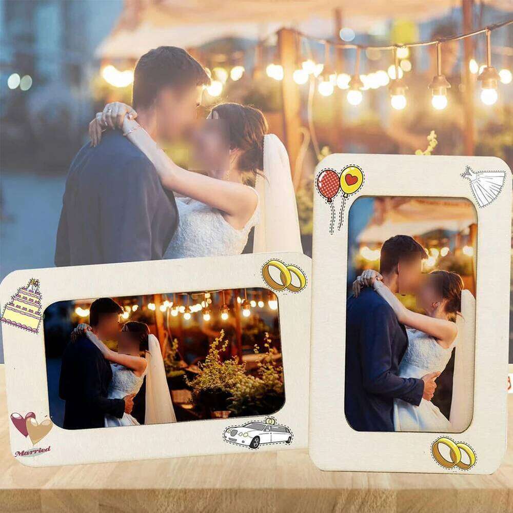 12 DIY Unfinished Wooden Picture Frames For Custom Crafts & Displays Home Desktop Photo Frame Decoration H260310 - view 3