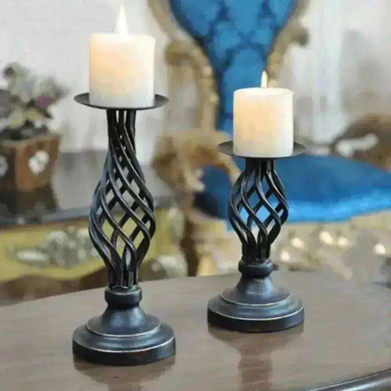 Atmosphere Restaurant Cafe Wedding Candlelight Dinner Prop Table Retro Candlestick Decoration H260310