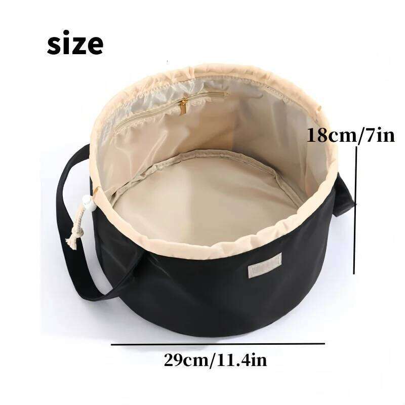Large Capacity Bucket Cosmetic Bag, Drawstring Makeup Travel Organizer with Adjustable Strap Flip Top Pockets Gift XJ260310