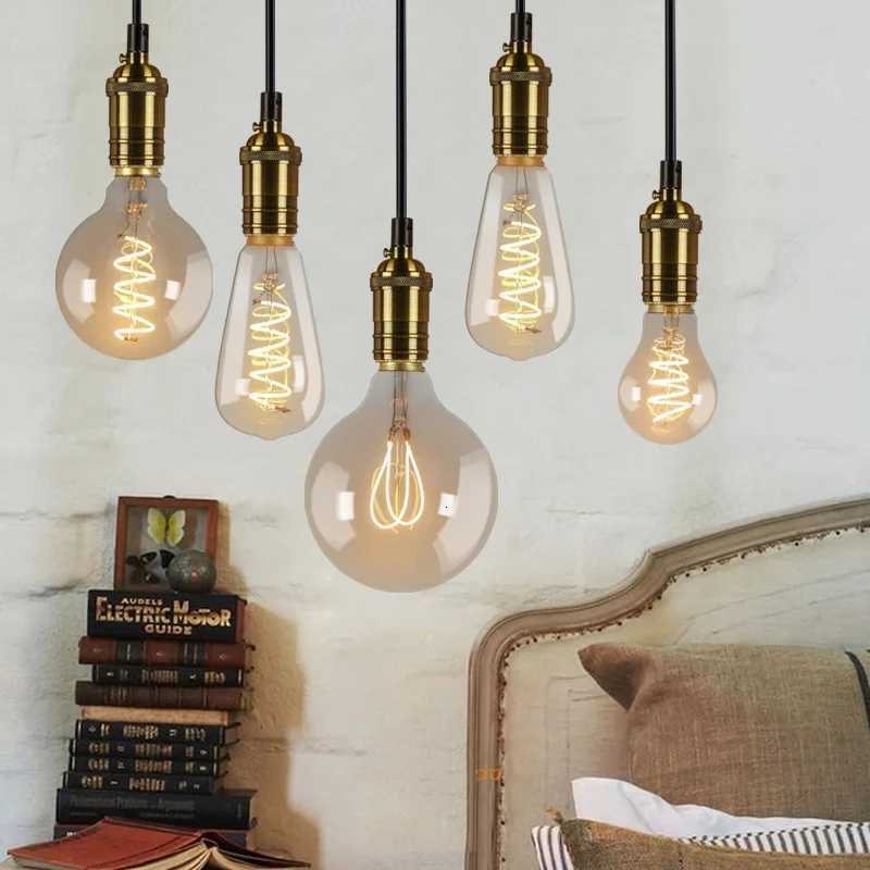 Retro Vintage E27 LED Filament Light Bulb 220V 3W ST64 A60 G80 G95 G125 T185 Edison LED Lamp For Home Glass Decor Spiral Diode H260310