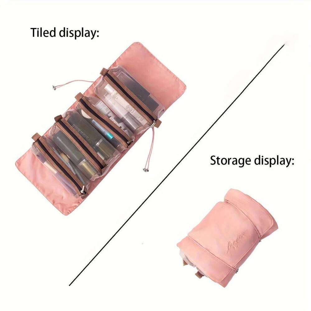 Pink waterproof detachable 4-in-1 makeup Multifunctional portable toiletry set Large capacity travel mesh storage bag XJ260310