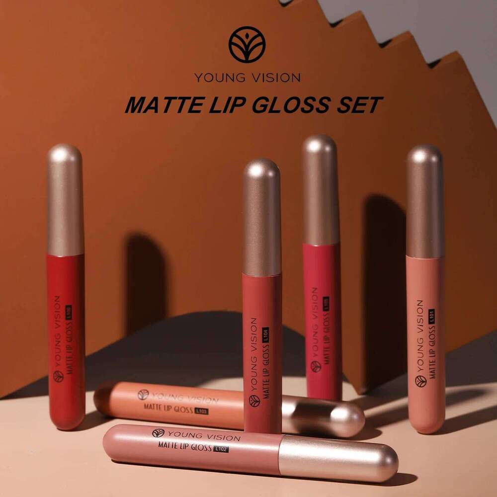 YOUNG VISION 6Pcs/Kit Matte Velvet lips glosses Waterproof Long-Lasting Liquid Lipstick for Flawless Makeup Z260310