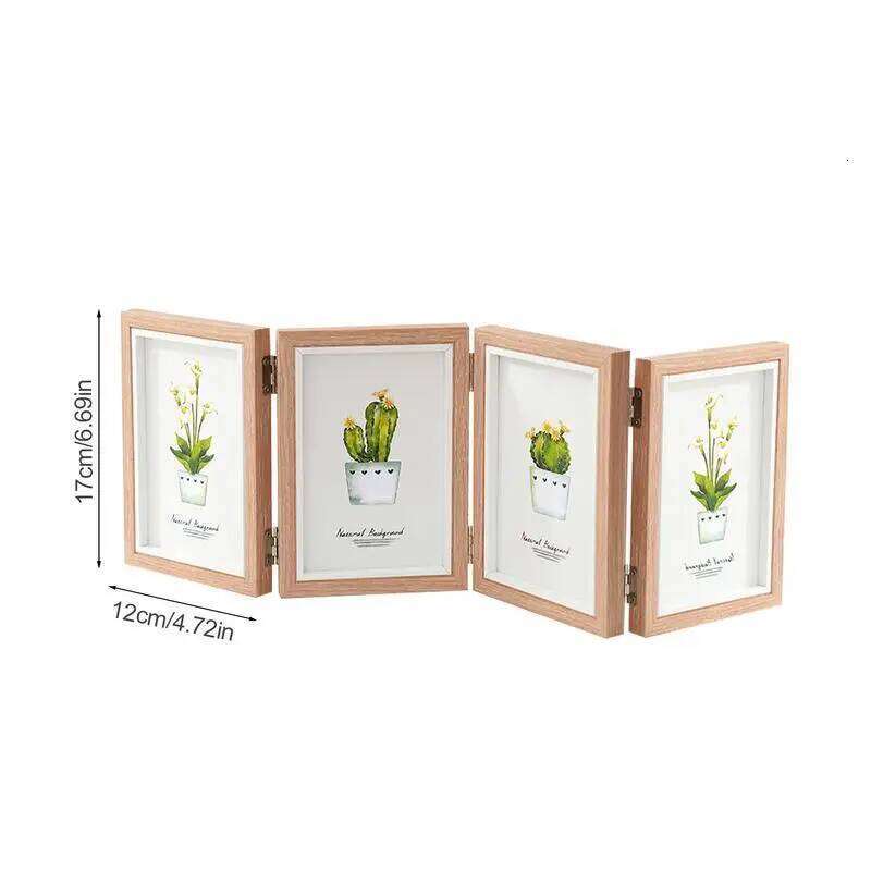 Rustic Triple Family Picture Hinged Folding Collage Frame 4x6 Three Opening Photo H260310 - view 7