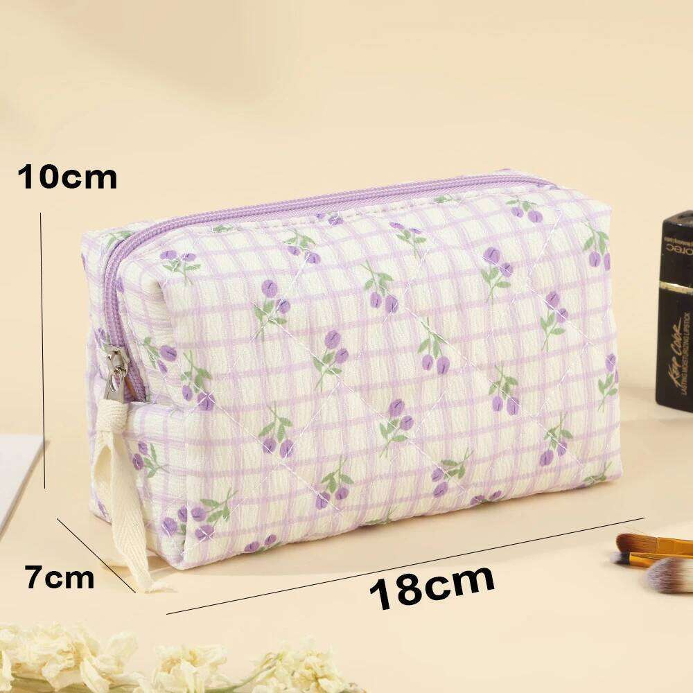 Floral Quilted Lipstick Storage Makeup Women's Cosmetic Bag Travel Skincare Pouch Toiletry for Beauty Organizer XJ260310