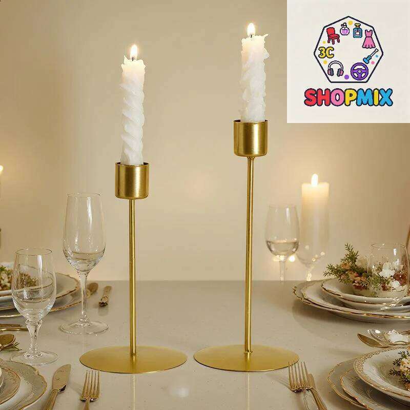 European Style Metal Candle Holders Simple Golden Wedding Decoration Bar Party Living Room Home Decor Candlestick H260310