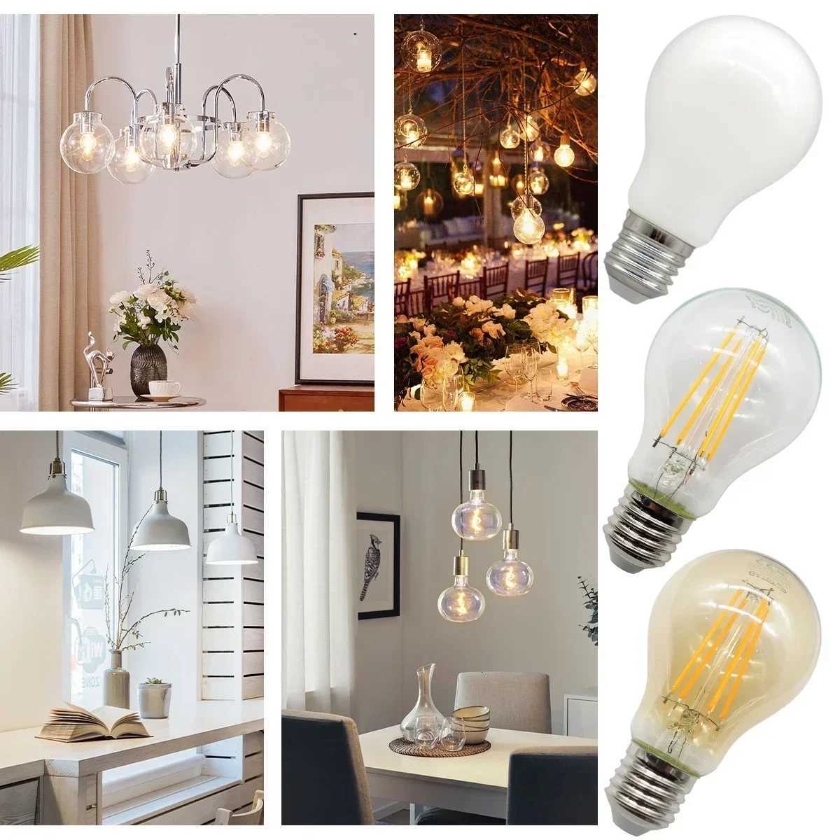 1-10pcs E27 LED Filament Bulb Retro Edison Vintage Lamp B22 E14 GU10 Spot Light AC100V-240V Light Bulb Glass Bulb for Home Room H260310