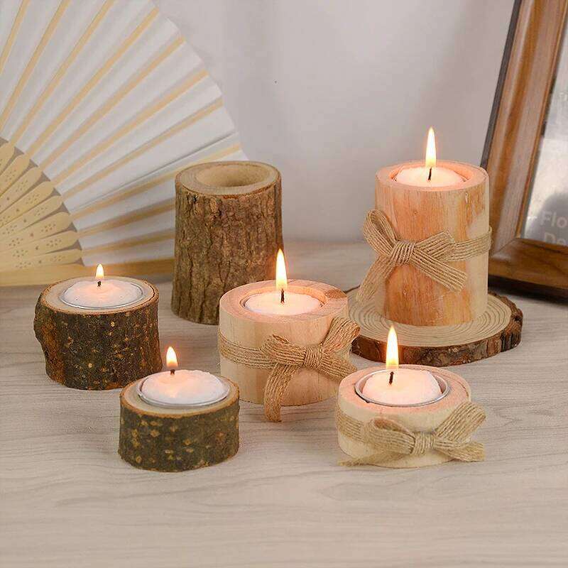 1Pcs Creative Wooden Candlestick Succulent Plants Pot Tray Candle Holder Table Desktop Decor Rustic Home Wedding Birthday Decors H260310