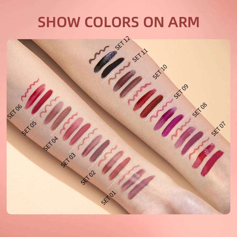 3pcs/set Liner Pencil Nude Gloss Combination Makeup Liquid Lipstick Waterproof Sexy Red Lip Contour Tint Kit Cosmetics Z260310