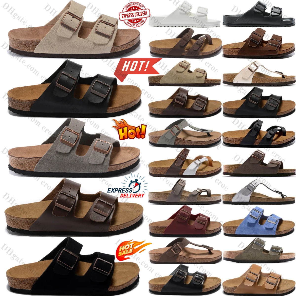 Designer Soft Footbed Slippers Arizonas Suede Taupe Mocha Black Clogs White Boston Leather Sandals Dark Brown EVA Vintage Pink Women Men Buckle Blue Navy Red Slides