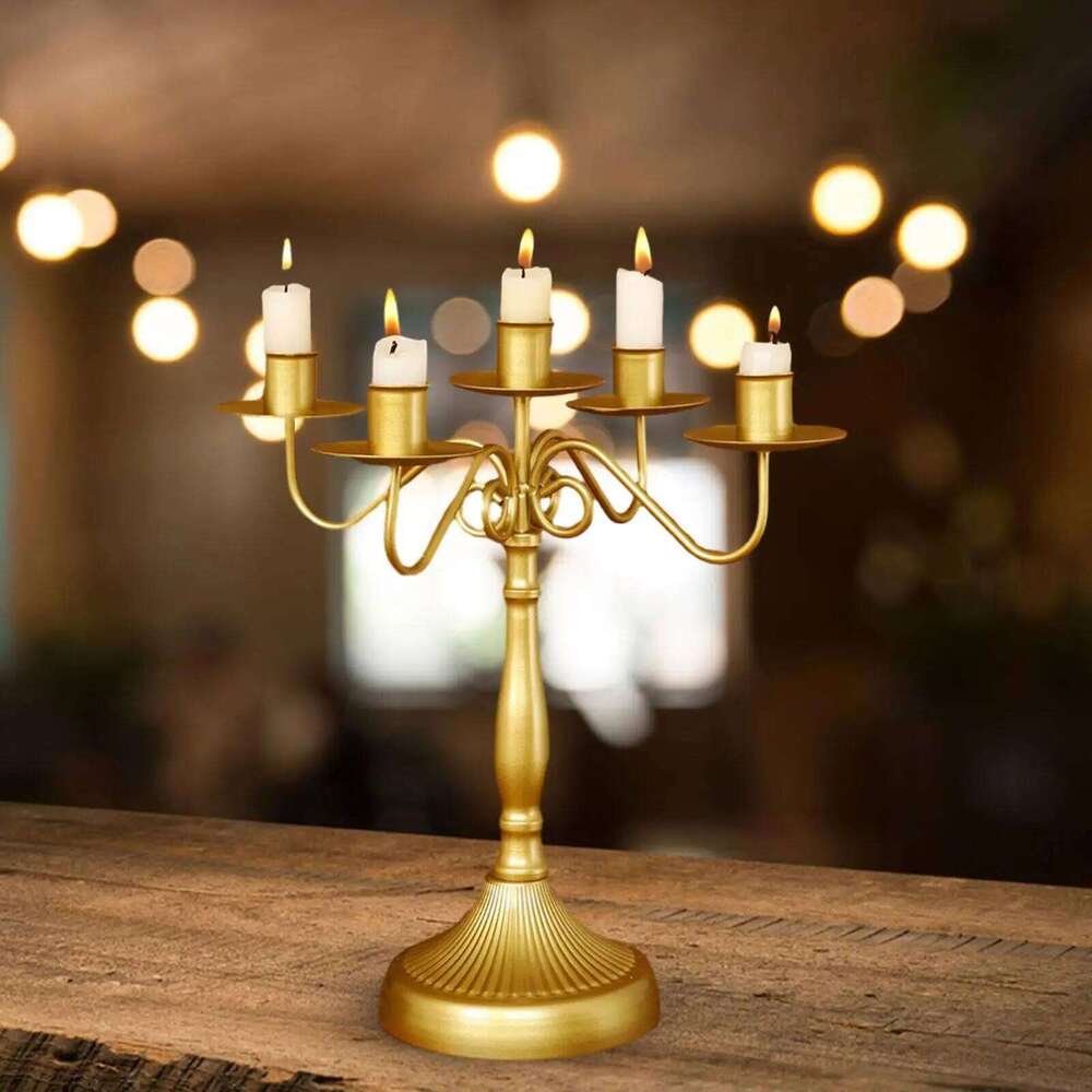 Metal Candlestick Five Headed Candle Holder for Desktop Living Room Festival H260310