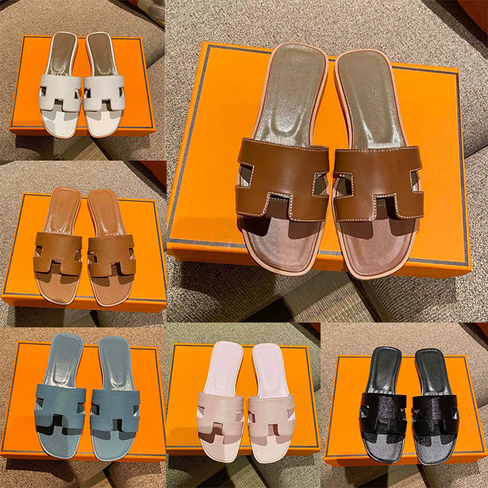 Designer Sandals Women's oran sandals Fashion Luxury Slides Letter Slide Rubber Leather Flat Shoes Summer Beach Bath Slippers Brown Retro Sandals