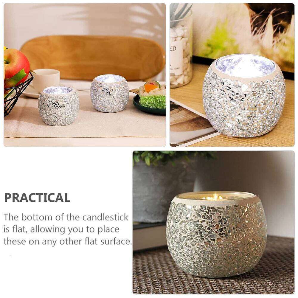 Glass Mosaic Pattern Stand DIY Gift Holder for Festival Decoration Candlestick H260310