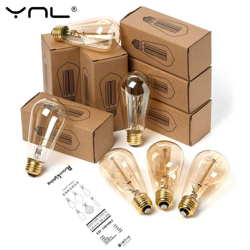 Edison Bulb E27 220V 40W ST64 A19 T45 G80 G95 G125 Incandescent Filament Bulb Lighting Retro Edison Light Bulb H260310