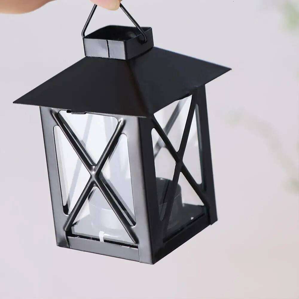 Simple Black European Holder Exquisite Stable Iron Wind Lamp Handmade Outdoor Candle Lantern Living Room H260310