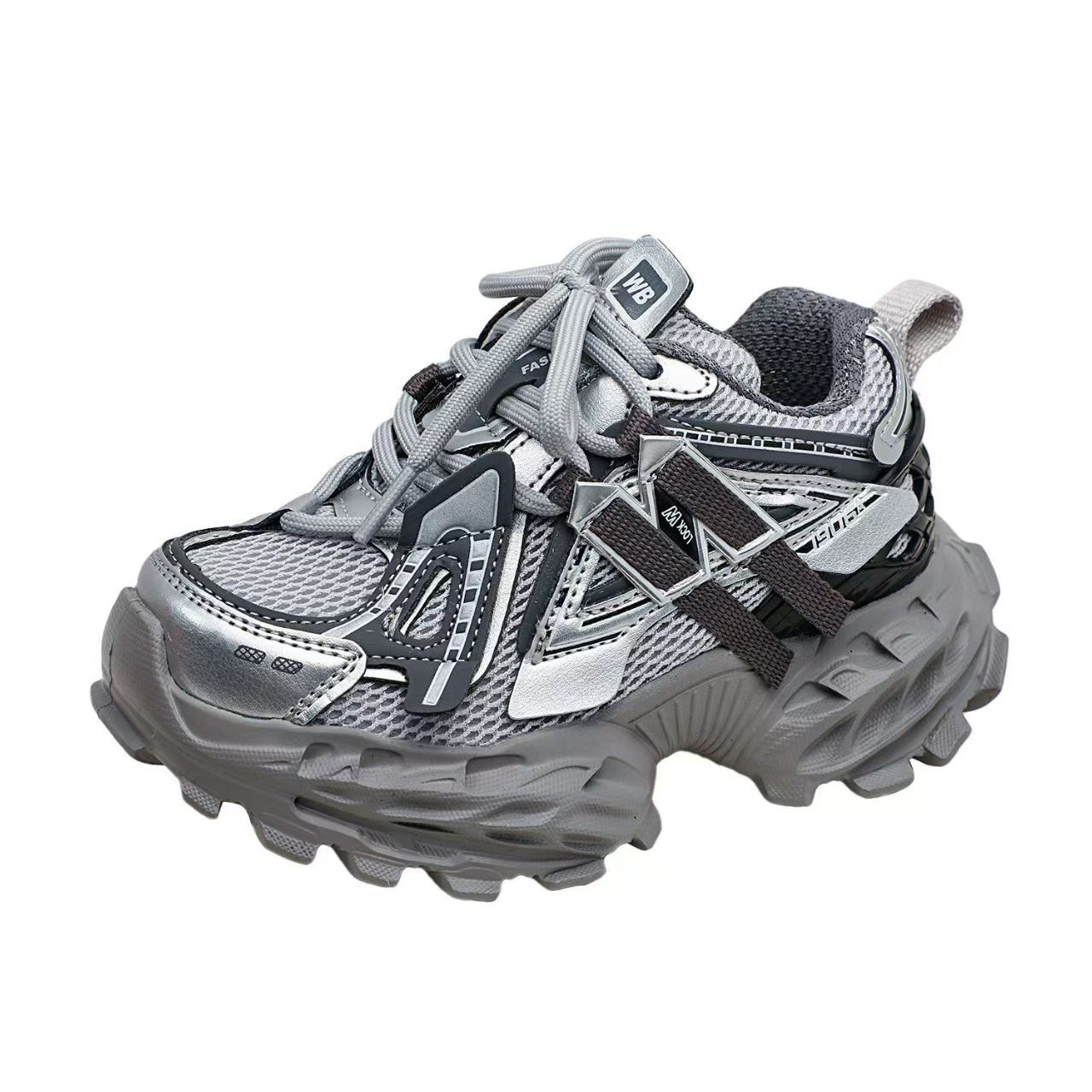 free shipping designer shoes for kids running shoes blue black sliver Fashionable and versatile outdoor sneakers sport shoes