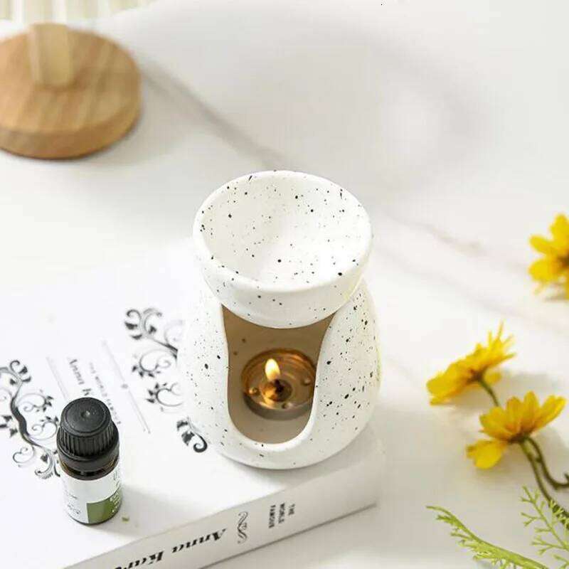 Nordic Style White Porcelain Essential Oil Furnance Aroma Burner Candle Holder Fragrance Lamp Home Decor H260310