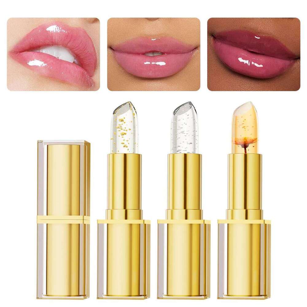 3pcs Lipstick Set Flower Jelly Crystal Clear Long Lasting Lips Color Change Pink lip gloss Cosmetics Z260310