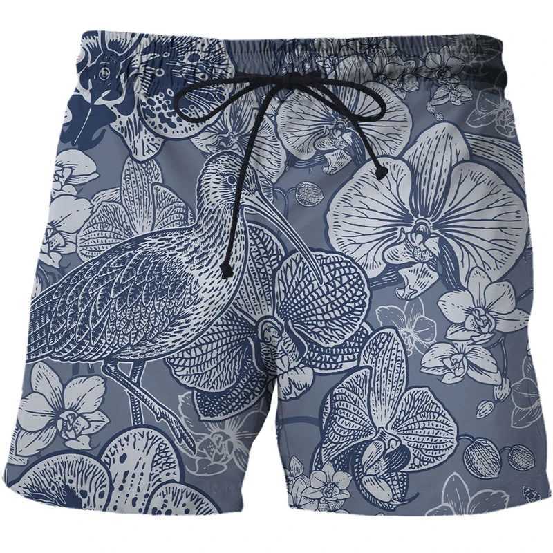 Retro Animal 3d Printed Shorts For Men Bird Snake Flower Street Short Beach Pants Summer Fashion Leisure Trend Short Trousers N260310