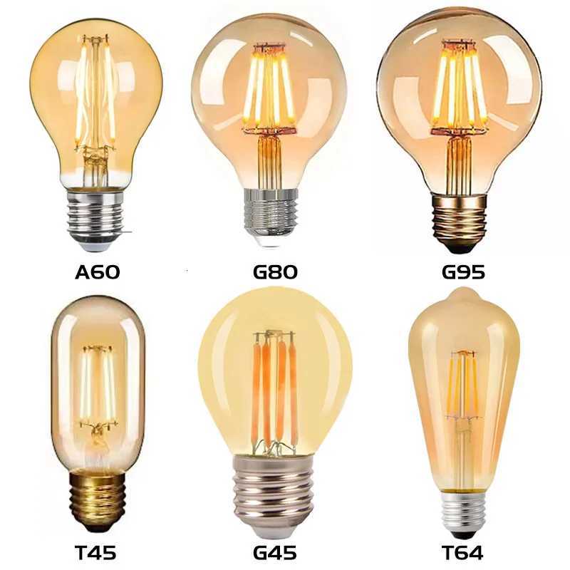 Edison Light Bulb T45 ST64 G80 G95 G125 4W 6W 8W 220V 110V Filament LED Bulb Retro E27 Warm Yellow Living Room and Bedroom Light H260310