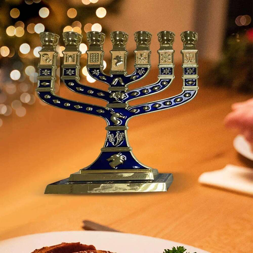 Candelabrum 7 Branch Hanukkah Metal Menorah Home Decor Candle Holder for Festival Parties Fireplace Dinner Dining Room H260310
