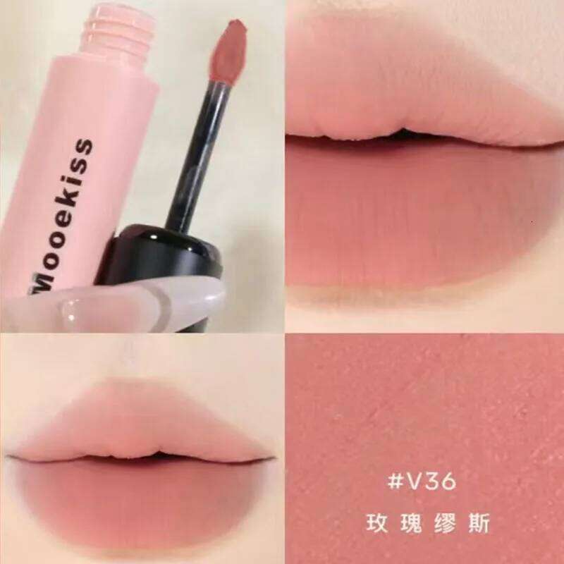 Mooekiss Velvet Lipmud Matte Green Shimmer Lipstick Long-lasting Non-stick Cup Clay Chestnut Color Lip Makeup Z260310