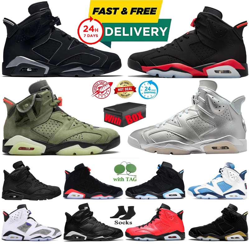 Design 6s Basketball Shoes Cap and Gown Infrared Salesman Metallic Silver PSG Olive Men Women Sneaker Daily Outfit Outdoor Casual Classic Sports Shoes 40-47 With box