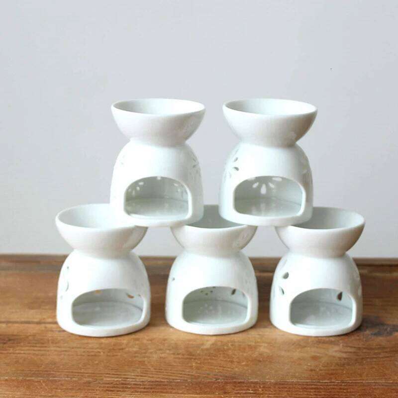 Ceramic Aroma Handmade Hollow Flower Pattern Essential Oil Burner Candle Lamp Many Style HomeOffice Crafts Decor H260310