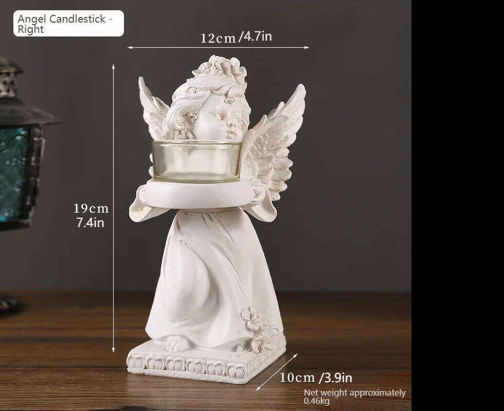 European vintage hand resin candlestick, make old wings angel unique shape, party restaurant living room decoration H260310