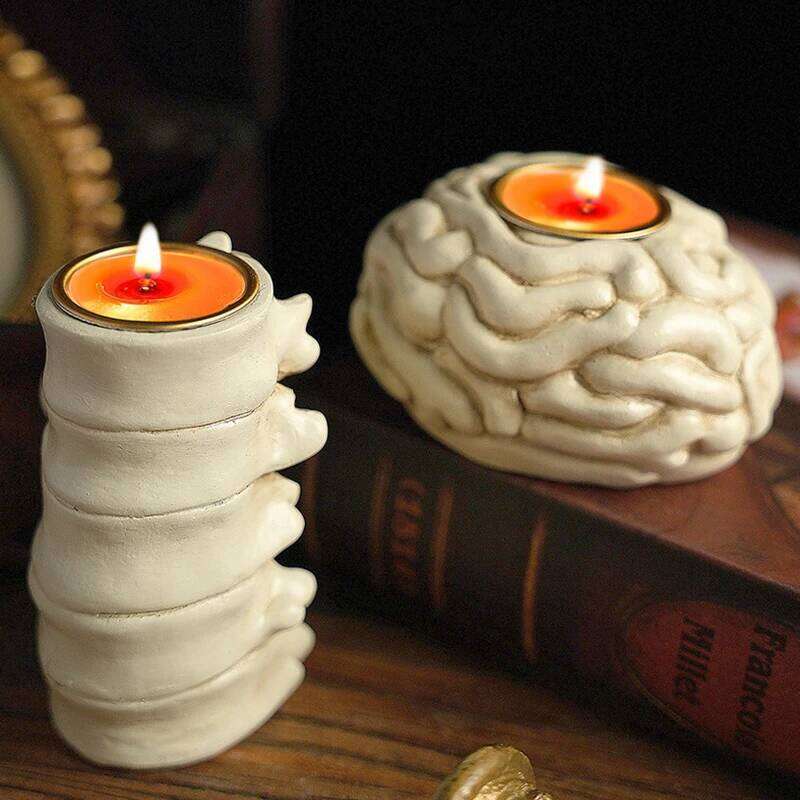 2025 Heart Skeleton Halloween Candle Holder Brain Ghost Festival Decoration Supplies Prop H260310