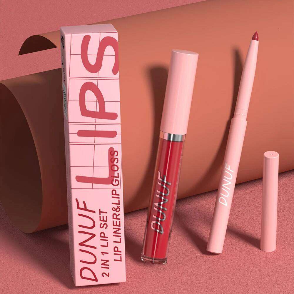 Matte Velvet Lipstick Set: Gloss Liner Waterproof Long-Lasting Non-Stick Cup Nude Red Lip Plumper High Pigment Y2K Gift Z260310