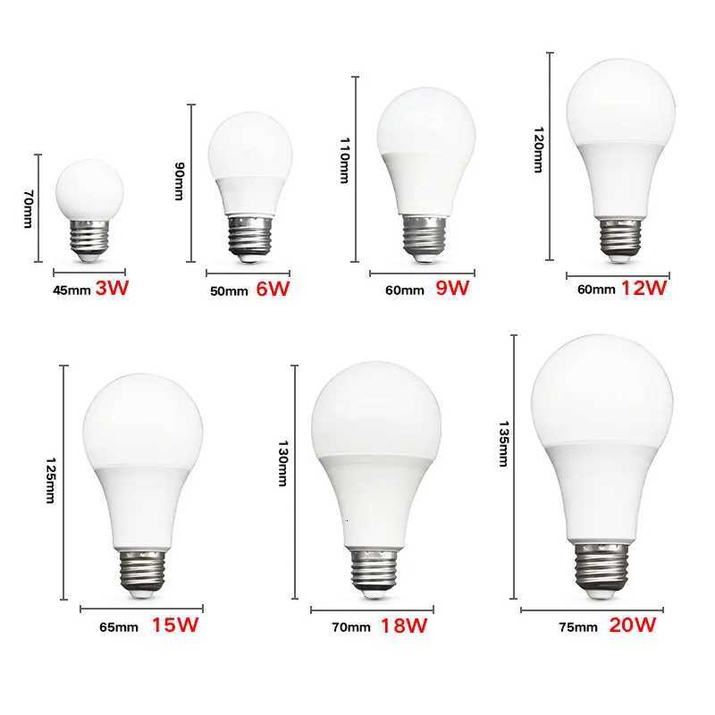 10pcs LED Bulb Lamps E27 AC220V 240V Light Bulb Real Power 20W 18W 15W 12W 9W 5W 3W Lampada Living Room Home LED Bombilla H260310