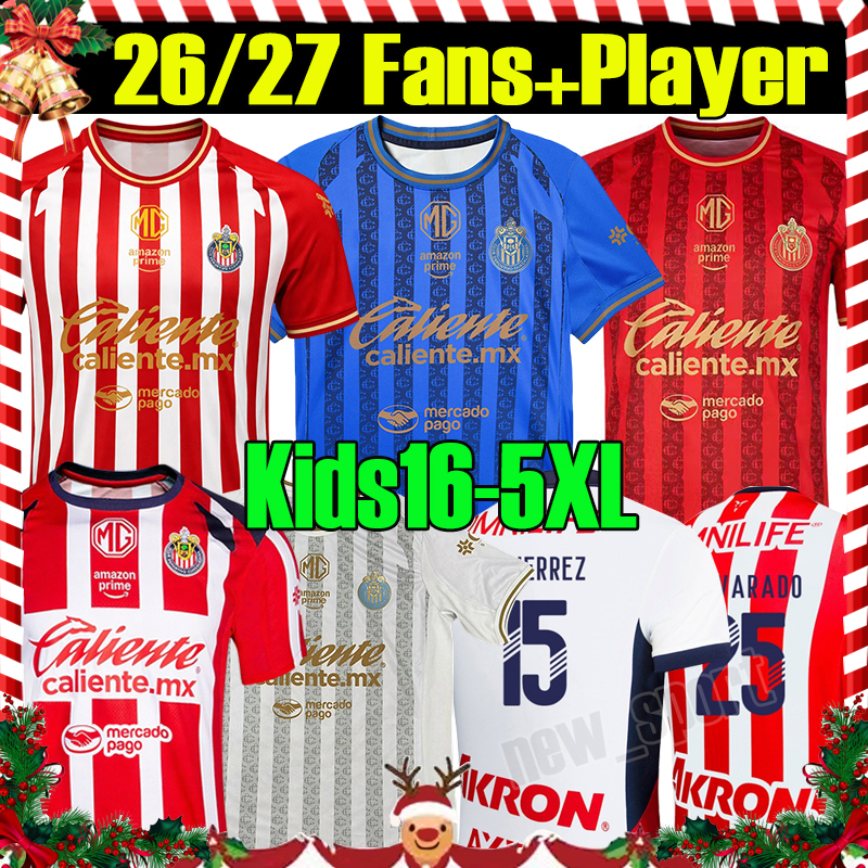 5XL 2026/27 Chivas Deportivo Guadalajara Soccer Jerseys ALVARADO CHICHARITO C.COWELL Y.PADILLA A.GONZALEZ A.PULIDO MOZO Home MX men kids kit socks Football Shirts